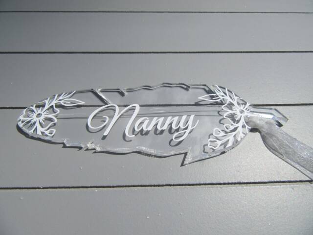 Personalised Feather Memorial Keepsake 12cm, White Bereavement Sympathy Gift, Christmas Ornament Tree Decoration. Remembrance, Angel Baby - image 1