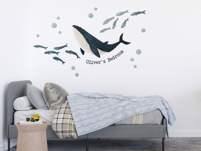 Personalised Ocean Friends Wall Sticker, Whale Decals, Stickers For Walls, Underwater Themed Room - image 1