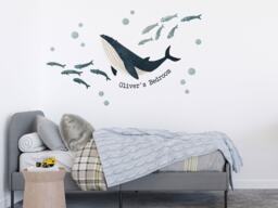 Personalised Ocean Friends Wall Sticker, Whale Decals, Stickers For Walls, Underwater Themed Room - thumbnail 1