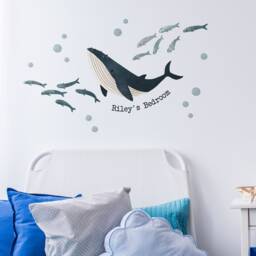 Personalised Ocean Friends Wall Sticker, Whale Decals, Stickers For Walls, Underwater Themed Room - thumbnail 2