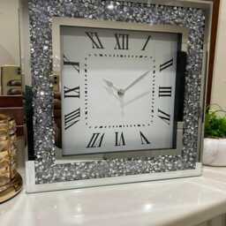 34cm Crushed Mirror Jewel Wall Clock Roman Numbers Diamante Glass Square Loose Mirrored Original in Home & Kitchen - thumbnail 2