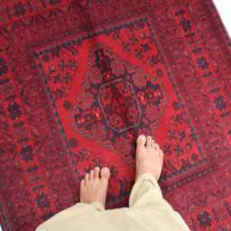 3x5 Ft Afghan Bukhara Outdoor Rug, Red Khal Mohammedi Handmade Turkmen Oriental Geometric Living Room D??cor Office Area Rug - thumbnail 3