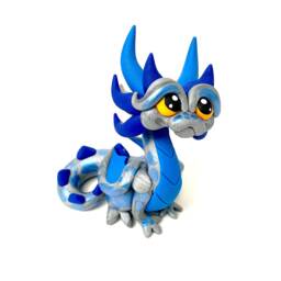 Ixxus - Polymer Clay Dragon Dice Holder Silver, Medium Blue, & Cobalt Blue - thumbnail 1