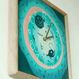 Illustrated Fish Kids Wall Clock Nursery With Numbers Children's Room Art - thumbnail 3