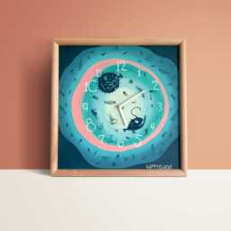 Illustrated Fish Kids Wall Clock Nursery With Numbers Children's Room Art - thumbnail 2