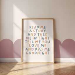 Read Me A Story Kids Wall Art - Reading Corner Print For Nursery, Playroom & Classroom Gift Children Library Unframed - thumbnail 1