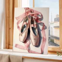 Ballet Shoes Wall Art Pink Pointe Shoe Painting Dance Abstract Large Room Decor Framed Elegant Ballerina Poster Print - thumbnail 3