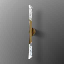 Crystal Acrylic Led Wall Sconce - Brushed Brass Vanity Lighting - thumbnail 3