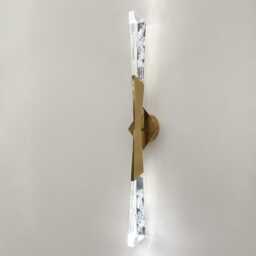 Crystal Acrylic Led Wall Sconce - Brushed Brass Vanity Lighting - thumbnail 2