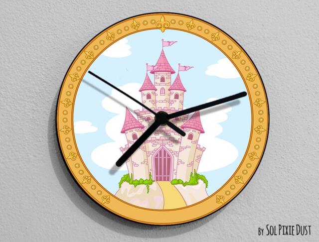 Princess Castle Wall Clock - Kids Nursery Room, Teens Baby Room - image 1