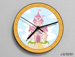 Princess Castle Wall Clock - Kids Nursery Room, Teens Baby Room