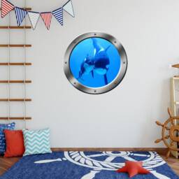 Killer Whales Ocean View 3D Window Porthole Peel & Stick Wall Decal Underwater Mural Po20 - thumbnail 1