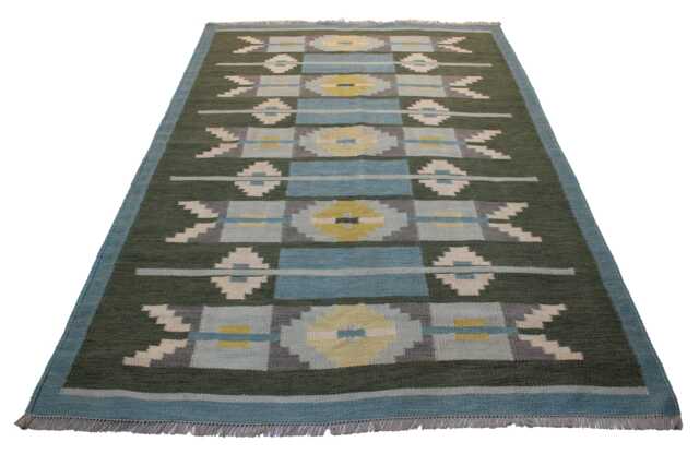 Handwoven Swedish Kilim Rug Scandinavian Flatweave, Wool & Cotton - image 1