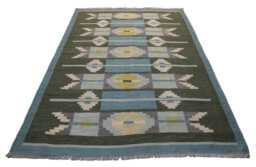 Handwoven Swedish Kilim Rug Scandinavian Flatweave, Wool & Cotton - thumbnail 1