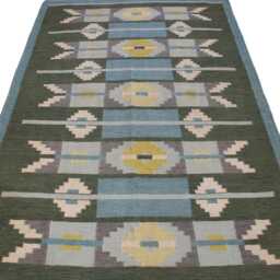 Handwoven Swedish Kilim Rug Scandinavian Flatweave, Wool & Cotton - thumbnail 2