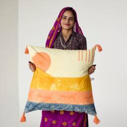 Handmade Twin Quilt Reversible Cotton Kantha Stitch Bedding - thumbnail 3