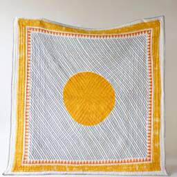 Handmade Twin Quilt Reversible Cotton Kantha Stitch Bedding - thumbnail 2