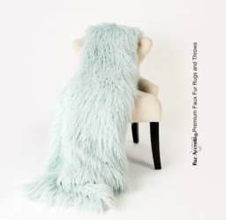 Plush Faux Fur Throw Blanket, Light Mint Green Sheepskin Shag, Minky Lining - thumbnail 1