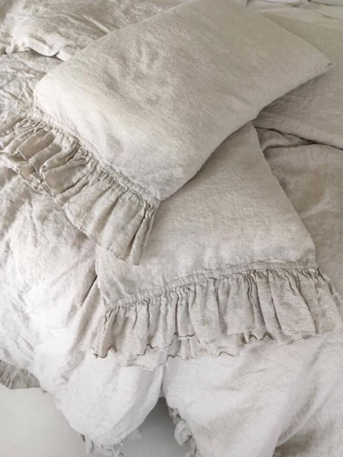 Linen Pillowcase With Ruffles Standard , Queen King Euro Sham Body Pillow Size. Bed Pillows. Washed & Softened. Made By Mooshop.8 - image 1