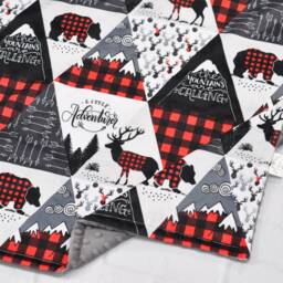 Woodland Personalized Baby Blanket-Personalized Minky Blanket-Blue Navy Plaid Buck Minky Baby Blanket-Moose Blanket Boy Girl - thumbnail 3