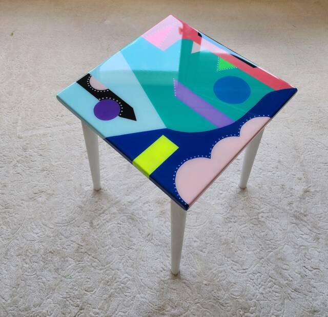 Handmade Resin Coffee Table, Funky Boho Pop Art Design - image 1
