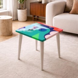 Handmade Resin Coffee Table, Funky Boho Pop Art Design - thumbnail 4
