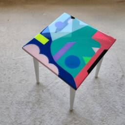 Handmade Resin Coffee Table, Funky Boho Pop Art Design - thumbnail 3