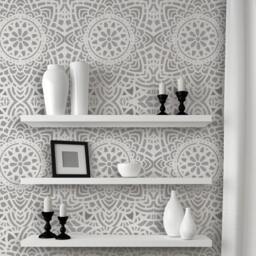 Wall Lace Decorative Stencil Madalyn Allover Reusable For Diy Decor - thumbnail 1