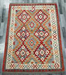 Heritage Kilim Rug, Handmade Artisan Afghan Turkish, Scandinavian, Navajo, Bohemian Flatweave, Natural Wool Multicolour Rug 208x159 cm - thumbnail 1