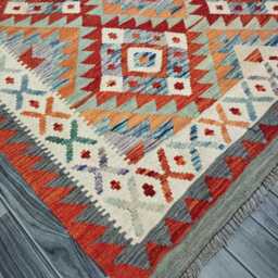 Heritage Kilim Rug, Handmade Artisan Afghan Turkish, Scandinavian, Navajo, Bohemian Flatweave, Natural Wool Multicolour Rug 208x159 cm - thumbnail 3