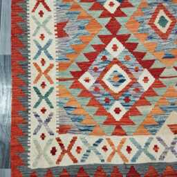 Heritage Kilim Rug, Handmade Artisan Afghan Turkish, Scandinavian, Navajo, Bohemian Flatweave, Natural Wool Multicolour Rug 208x159 cm - thumbnail 2