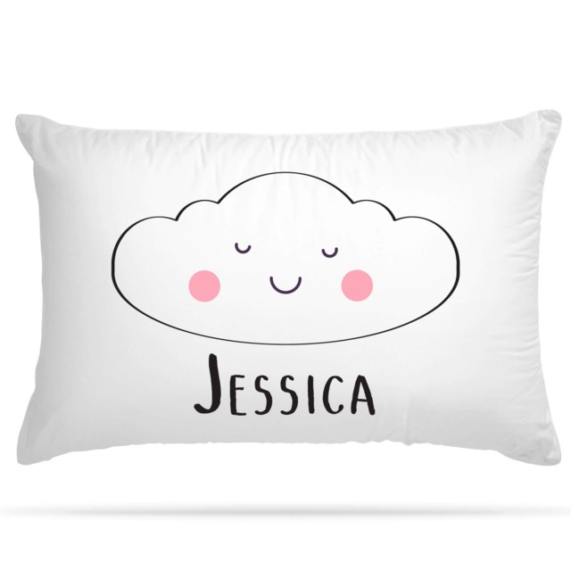 Personalised Pillow Case Cute Cloud Add Custom Name Option - Bedroom Decor Gifts For Girls & Boys Party Decorations Slumber - image 1