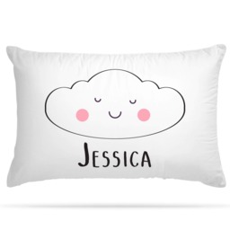 Personalised Pillow Case Cute Cloud Add Custom Name Option - Bedroom Decor Gifts For Girls & Boys Party Decorations Slumber - thumbnail 1