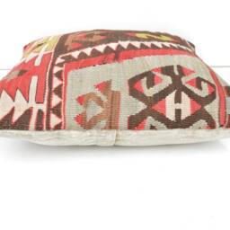 Handmade Kilim Pillow Cover, Wool Throw Pillow, 16x16 - thumbnail 4
