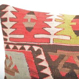 Handmade Kilim Pillow Cover, Wool Throw Pillow, 16x16 - thumbnail 2