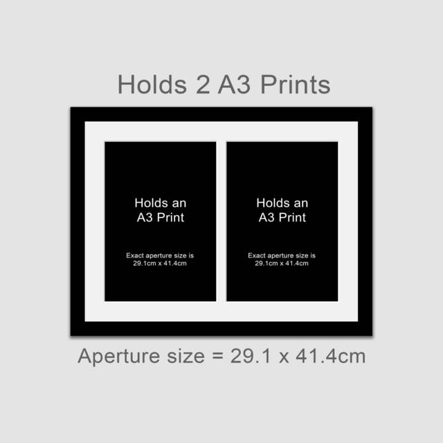 A3 Picture Frame To Hold 2 Photos in A Black Wooden - image 1
