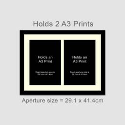 A3 Picture Frame To Hold 2 Photos in A Black Wooden - thumbnail 2