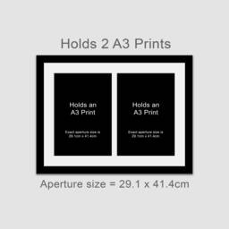 A3 Picture Frame To Hold 2 Photos in A Black Wooden - thumbnail 1