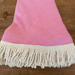 Round Turkish Cotton Beach Towel, Hand Loomed Fouta Blanket, 150cm - thumbnail 4