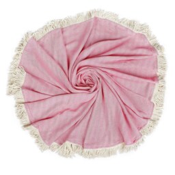 Round Turkish Cotton Beach Towel, Hand Loomed Fouta Blanket, 150cm - thumbnail 2