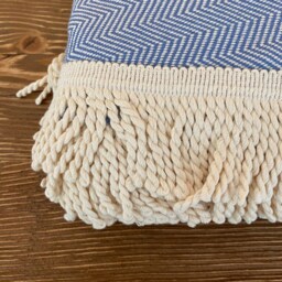 Round Turkish Cotton Beach Towel, Hand Loomed Fouta Blanket, 150cm - thumbnail 3