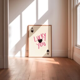 Lucky You Unframed Print - Playing Cards Poster Retro Art Ace Of Hearts Card Decor - thumbnail 3