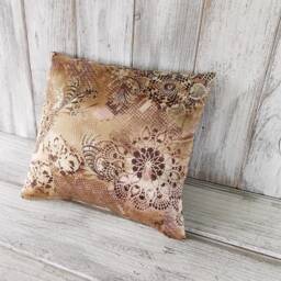 Pillow Cushion Stuffed Throw Home Decor Silky Flowers Brown, Beige, Cream - thumbnail 3