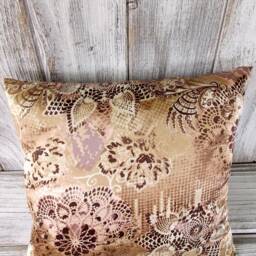 Pillow Cushion Stuffed Throw Home Decor Silky Flowers Brown, Beige, Cream - thumbnail 4