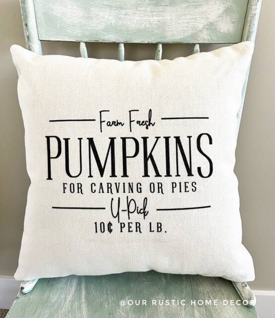 Farm Fresh Pumpkins Linen Pillow Cover - Autumn Farmhouse Decor - image 1