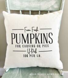 Farm Fresh Pumpkins Linen Pillow Cover - Autumn Farmhouse Decor - thumbnail 1