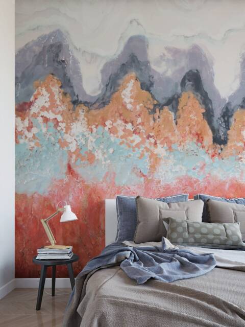 Abstract Plume Mountain Wall Mural - Removable Decor - image 1