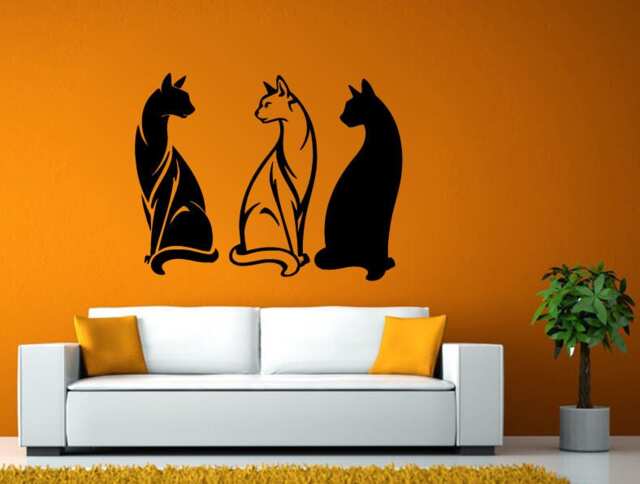 Three Egyptian Cats Kitty Kitten Pet Animal Room Wall Sticker Decal Vinyl Mural Decor Art L2441 - image 1