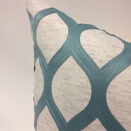 Geometric Embroidered Pillow Cover Seafoam Green Diamond, Linen Cotton - thumbnail 2