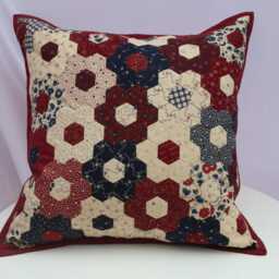 Hand Quilted Hexagon Pillow Cover Colorful Decorative Cushion - thumbnail 4
